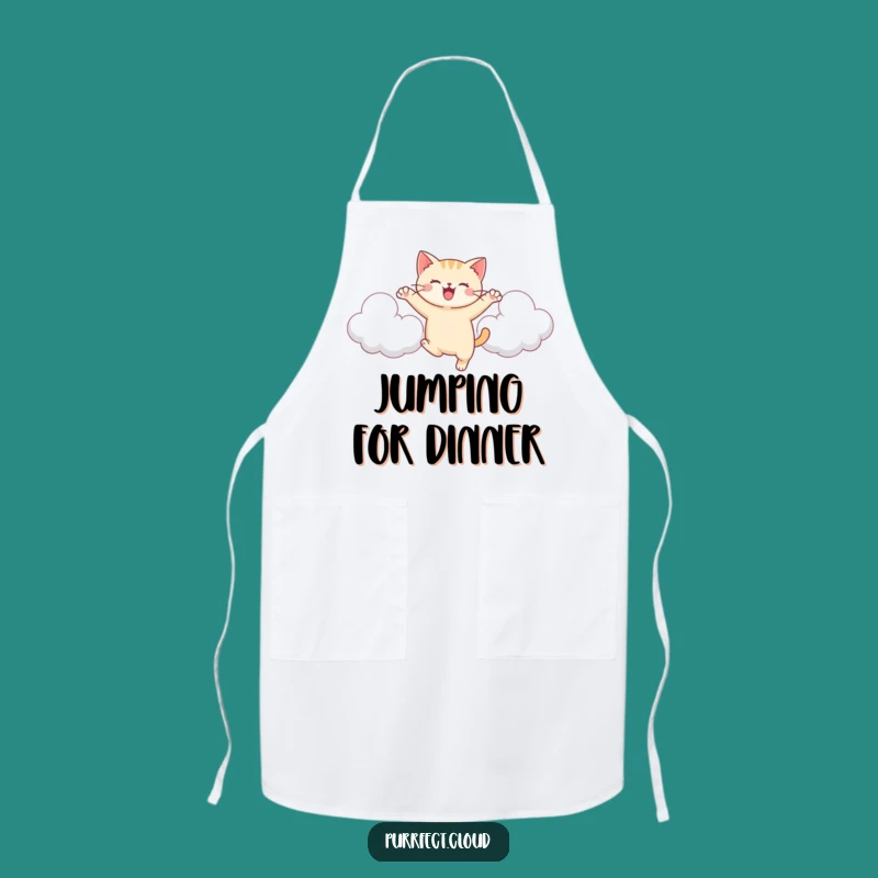 Funny Cat Leaping Apron: Kitchen Fun & Energetic Feline, Chef Gift
