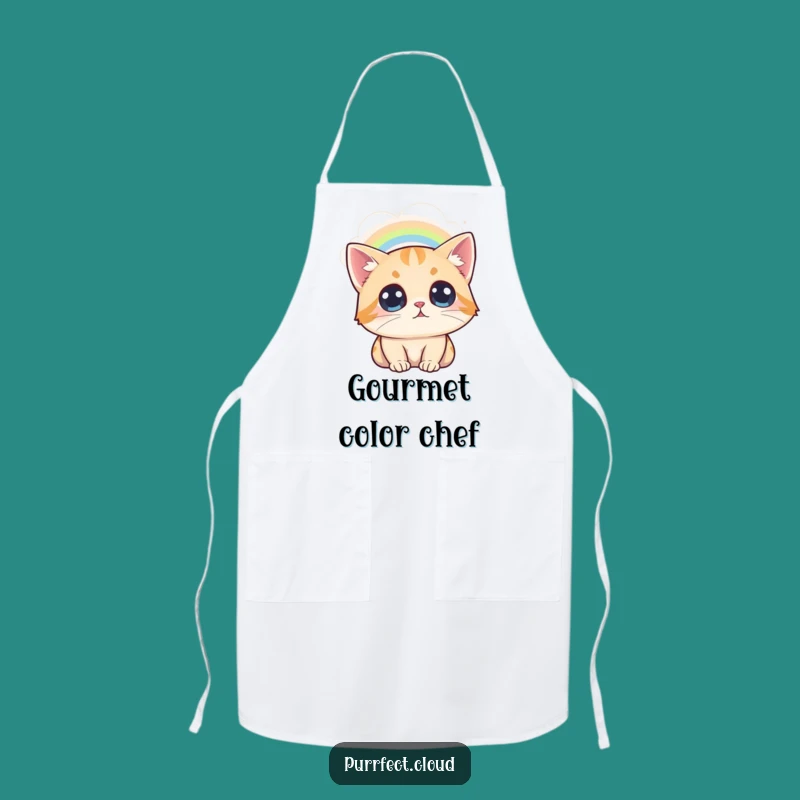 Funny Cat Rainbow Apron: Kitchen Magic & Awestruck Feline, Chef Gift