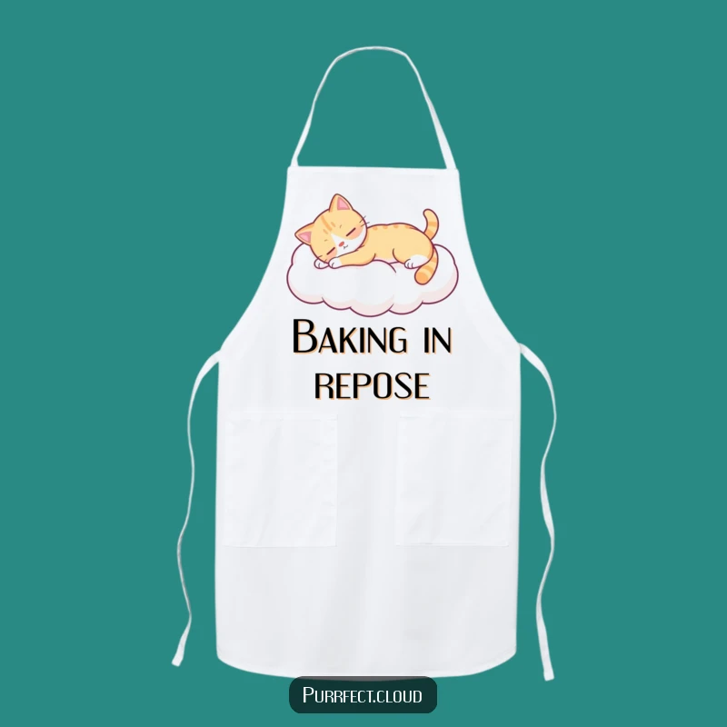 Funny Lazy Cat Apron - Cloud Kitty Kitchen Wear - Humorous Chef Gift