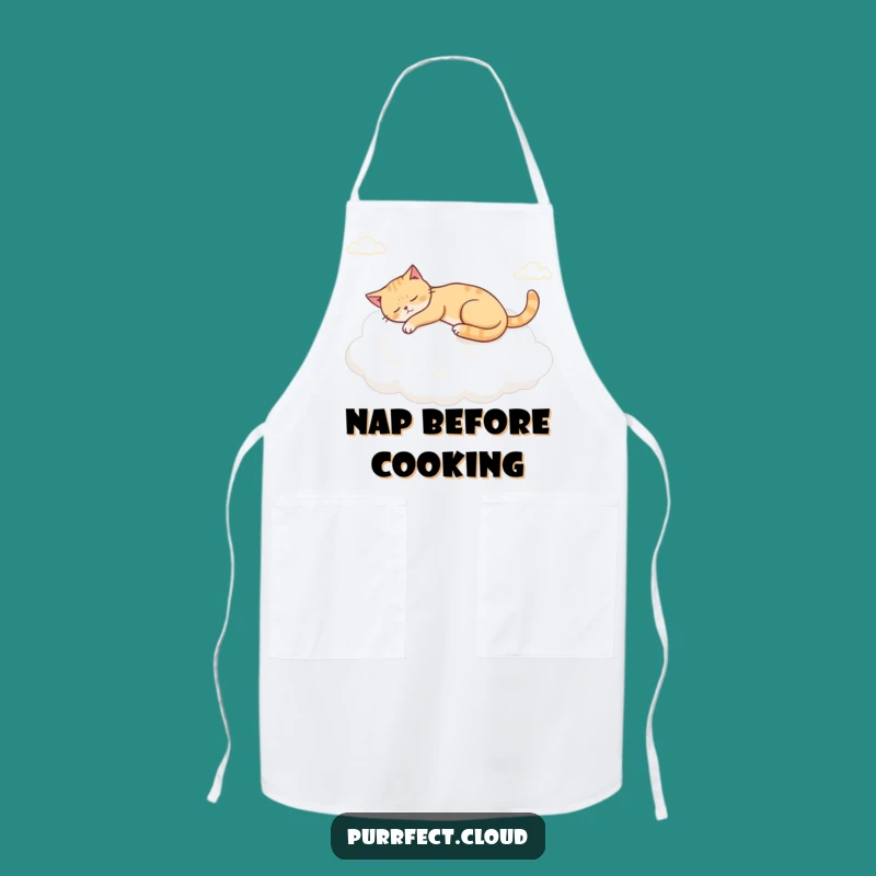 Funny Napping Cloud Cat Apron, Sleepy Kitchen Wear for Cat Lovers