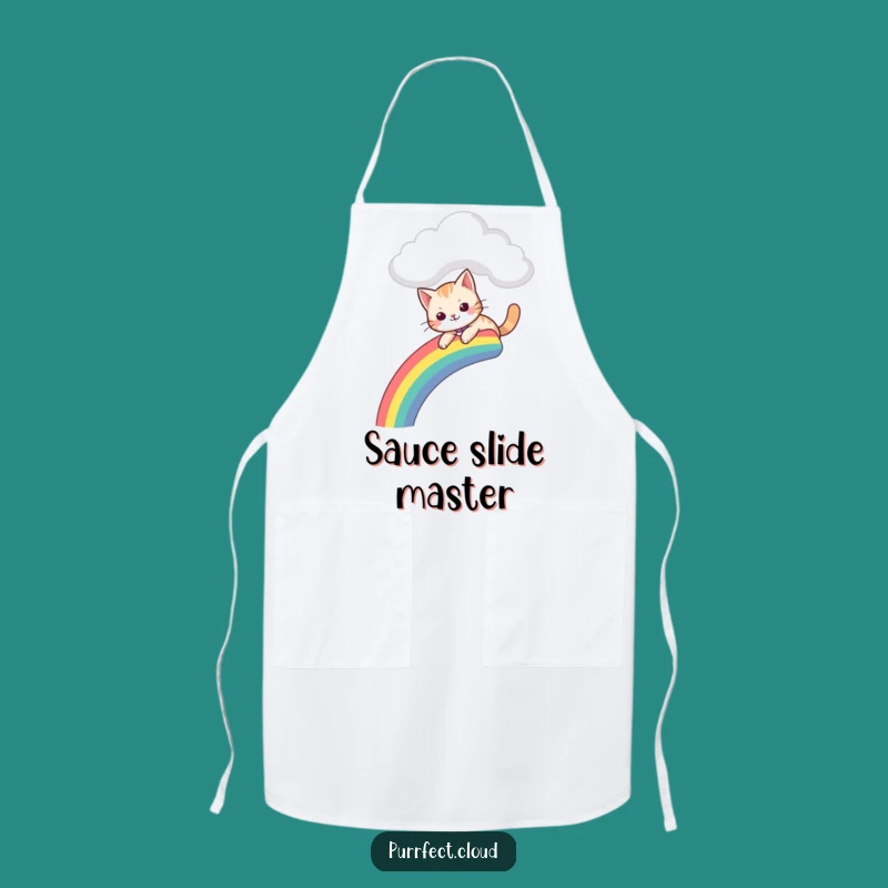 Funny Playful Cat Apron - Kitchen Fun with Rainbow Slide Gift