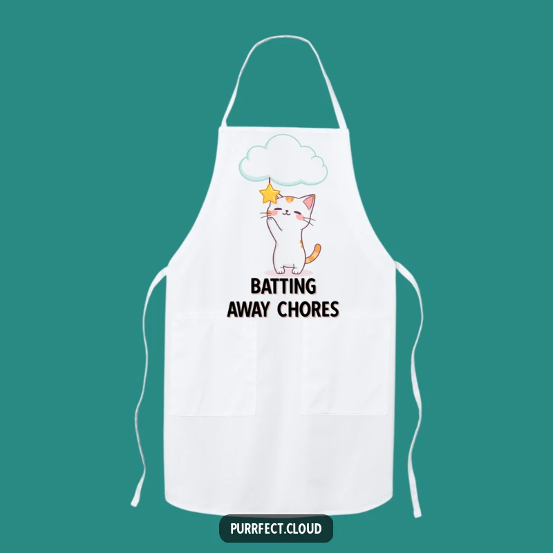 Funny Playful Cat Star Cloud Apron: Star Hunter Kitchen Gift