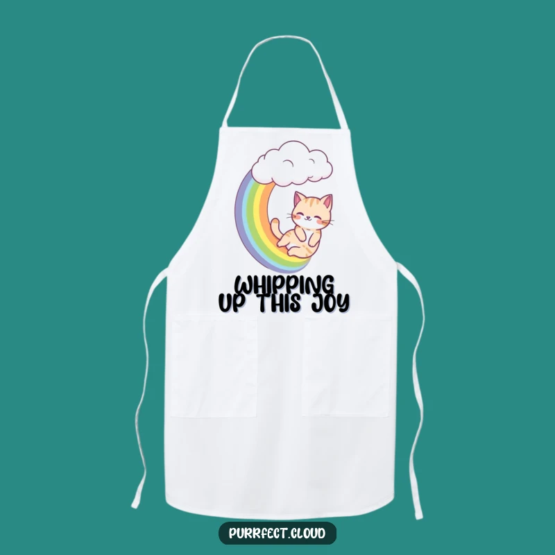 Funny Rainbow Sliding Cat Apron - Chef's Colorful Feline Gift