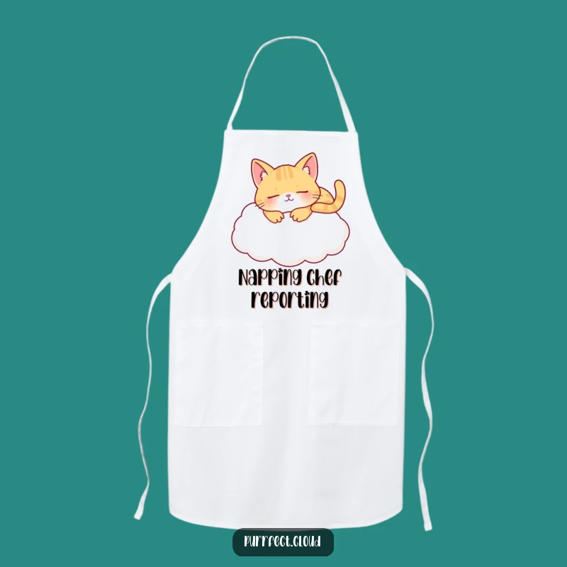 Funny Napping Cat Apron: Cook with Calm Feline Grace