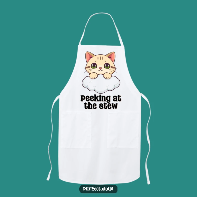 Funny Curious Cat Cloud Apron: Kitchen Fun with Feline Explorer, Great Funny Gift