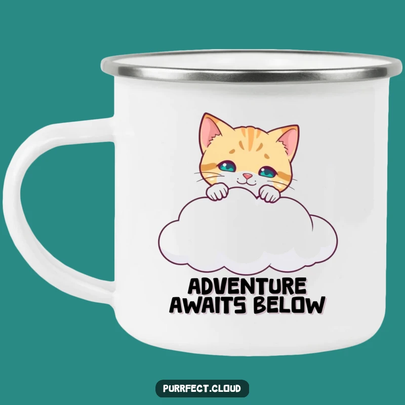 Funny Curious Cat Camping Mug: Peeking Kitty Explorer - Great Funny Gift