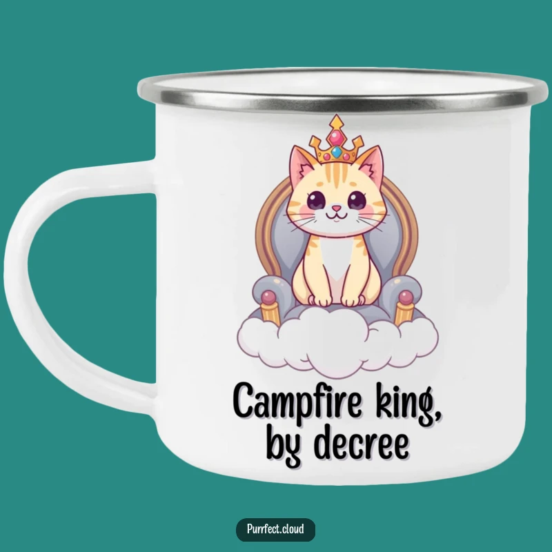 Funny Regal Cat Cloud Throne Camping Mug - Majestic Outdoor Gift