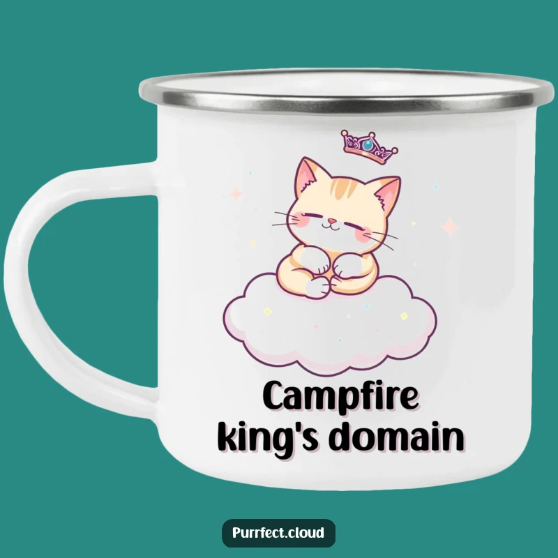 Funny Regal Cat Camping Mug - Sparkly Cloud Adventure