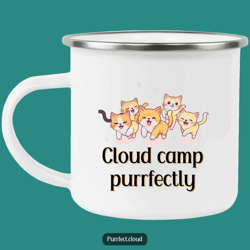 Funny Cat Sky Chase Camping Mug: Adventure Fuelled by Feline Whimsy