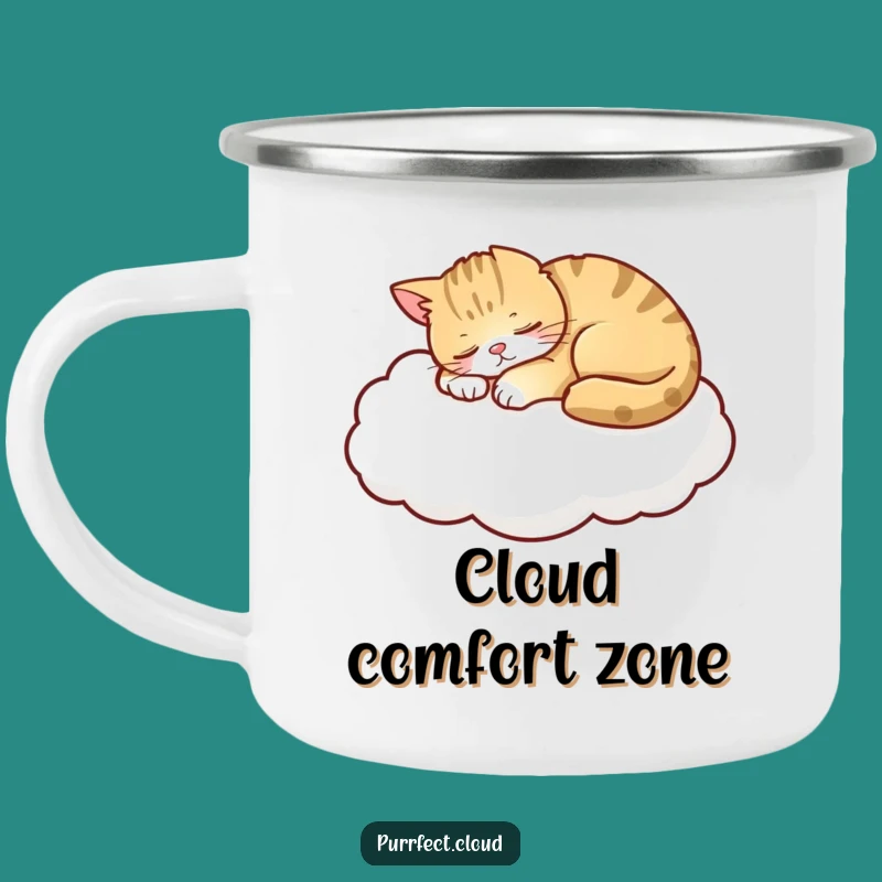 Funny Peaceful Cat Cloud Camping Mug - Serene Outdoor Comfort