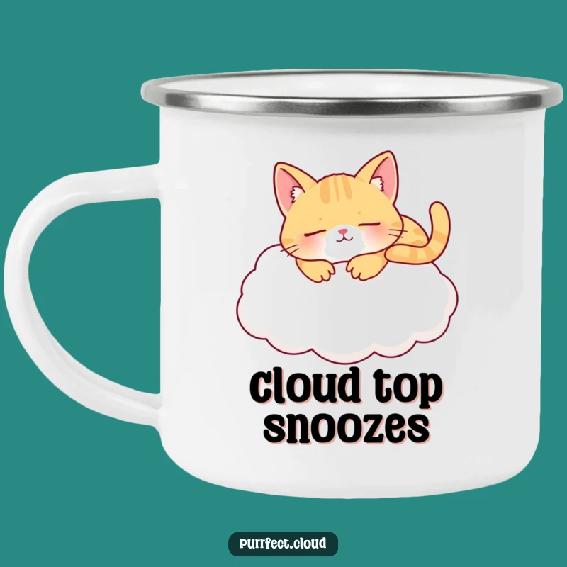 Funny Napping Cat Camping Mug: Peaceful Campfires with Feline Friends