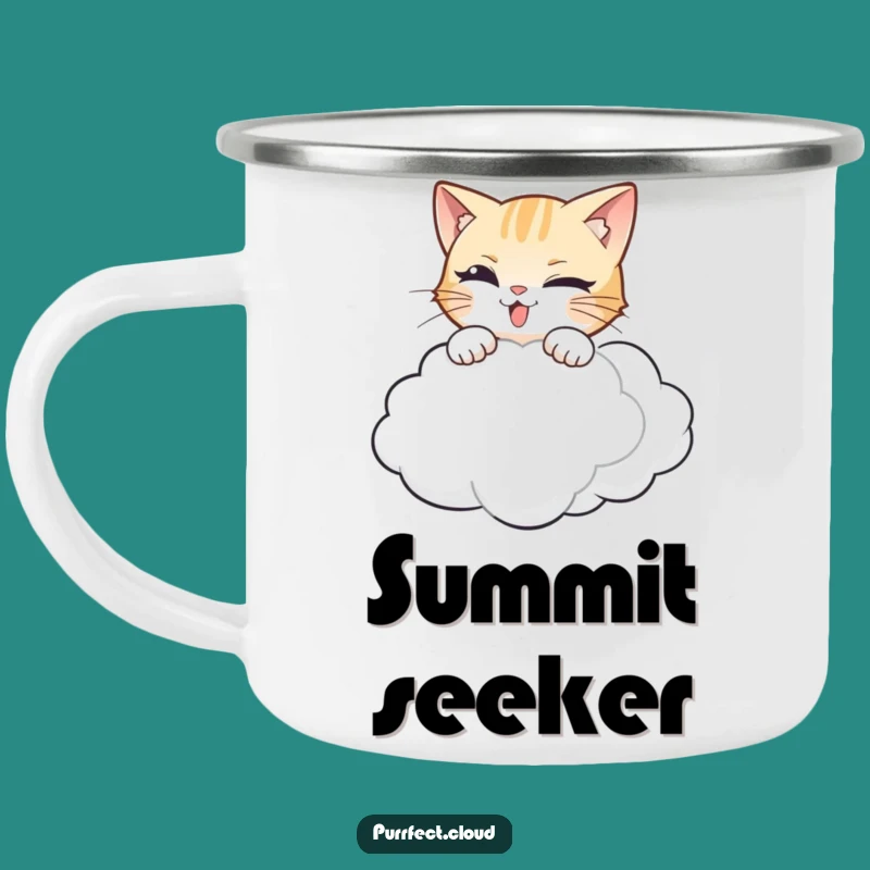 Funny Cat Pouncing Cloud Camping Mug - Adventure Fuel for Cat Lovers