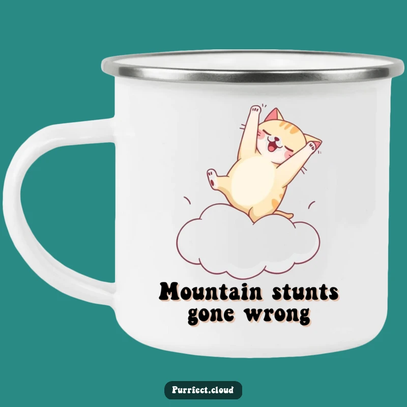 Funny Clumsy Cat Cloud Camping Mug - Hilarious Outdoor Gift for Adventurous Souls