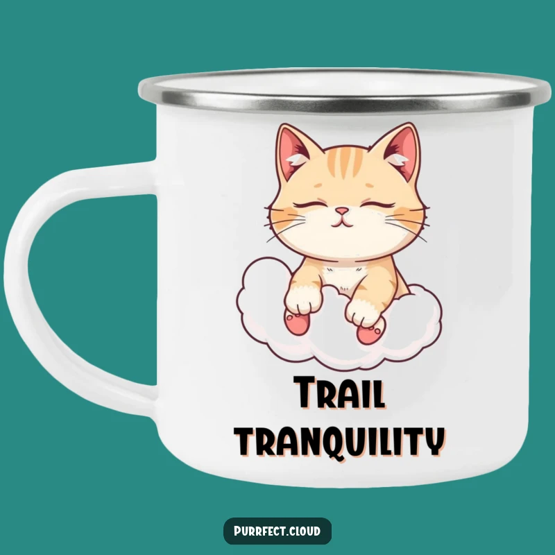Funny Peaceful Cat Camping Mug - Durable Cloud Rider Cup, Relaxing Gift!