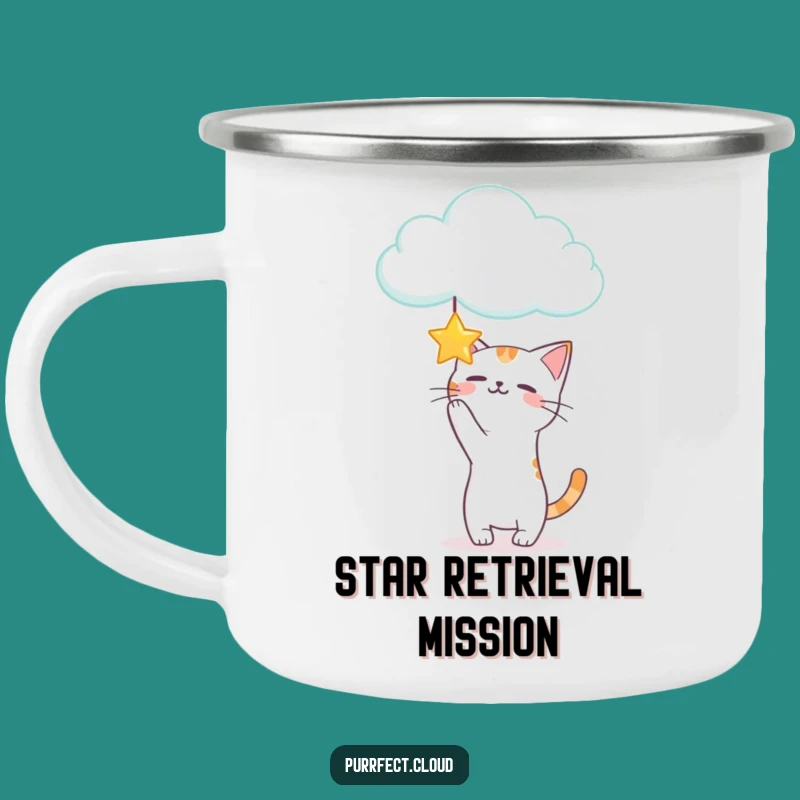 Funny Playful Cat Star Cloud Camping Mug: Star Chaser Camp Gift