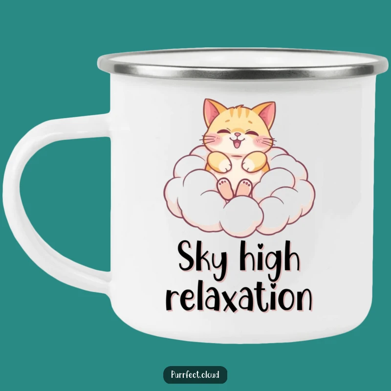 Funny Cat Cloud Camping Mug: Durable Whimsy for Outdoor Dreams Gift