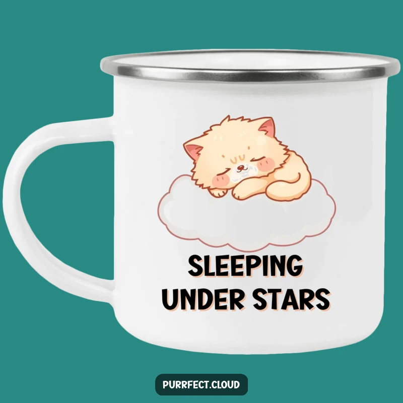 Funny Cat Cloud Camping Mug: Sleepy Serenity Outdoors, Perfect Funny Gift