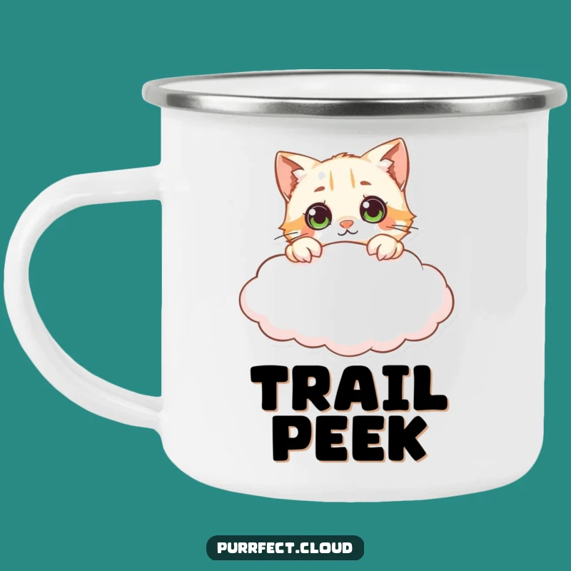 Funny Curious Cat Cloud Camping Mug - Explore with Every Sip