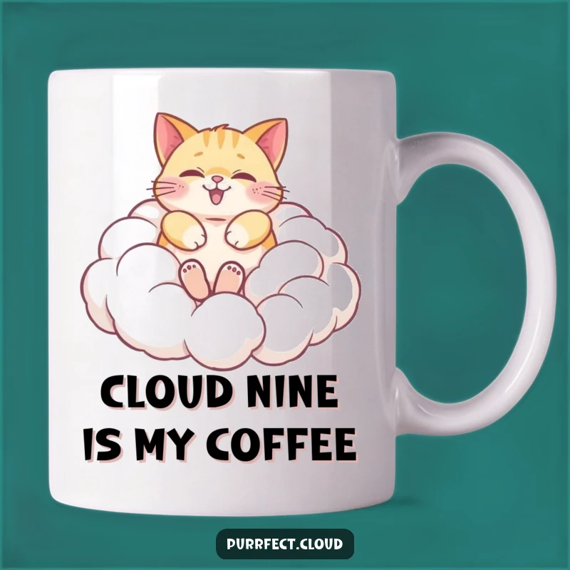 Funny Cat Cloud Mug: Whimsical Happy Cat Gift for Dreamy Mornings