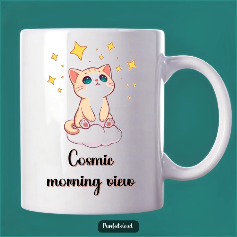 Funny Cat Star Gazing Mug - Amazed & Cosmic Gift