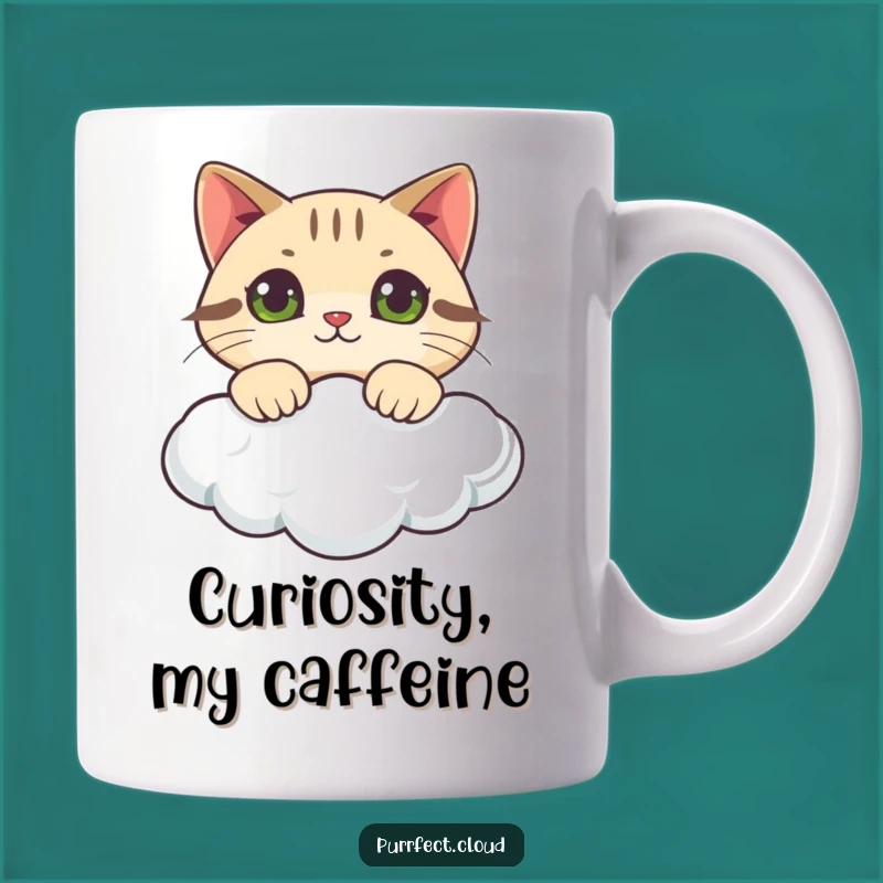 Funny Curious Cat Cloud Mug: Peek-a-boo Feline Wonder, Perfect Funny Gift