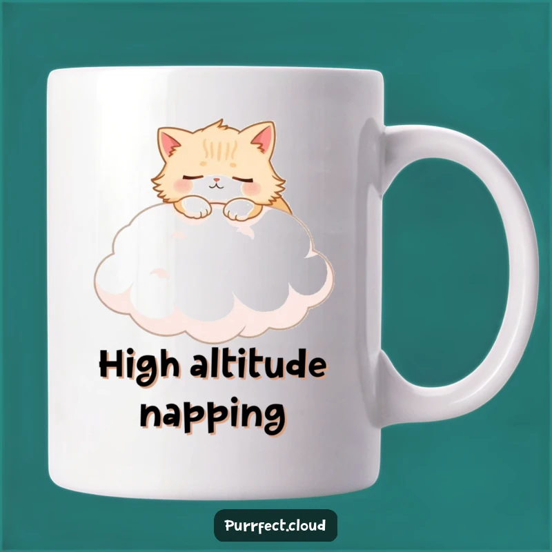 Funny Fluffy Cat Cloud Mug: Adorable Sleepy Kitty Gift
