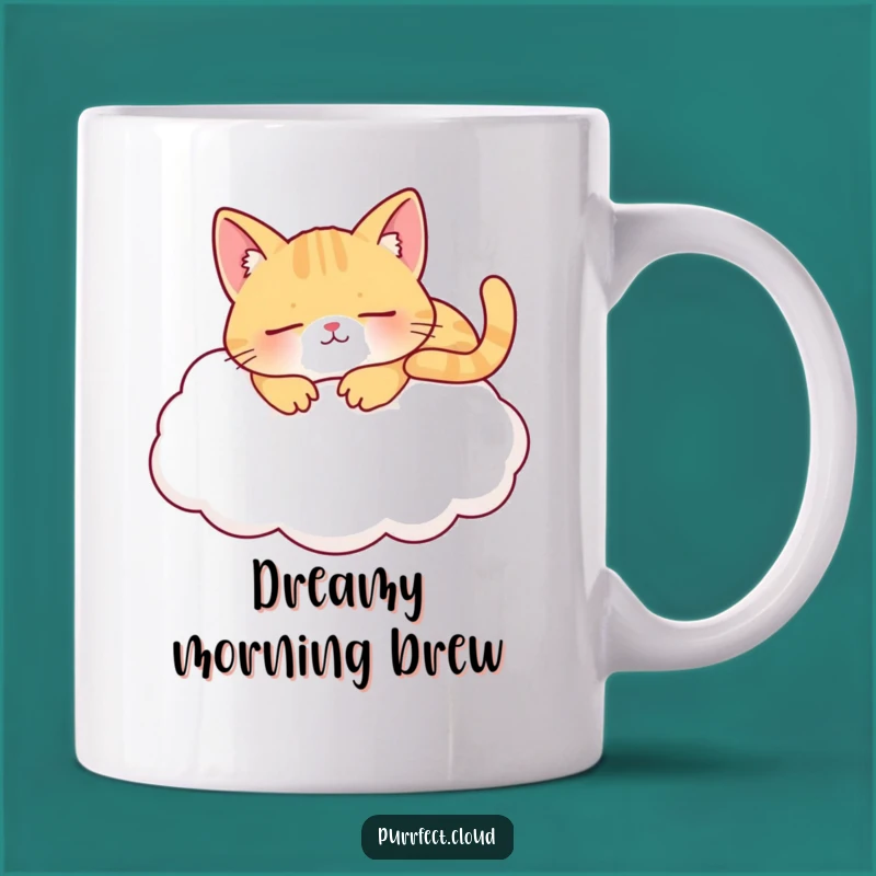 Funny Napping Cat Cloud Mug: Peaceful Feline Humor Gift for Cat Lovers