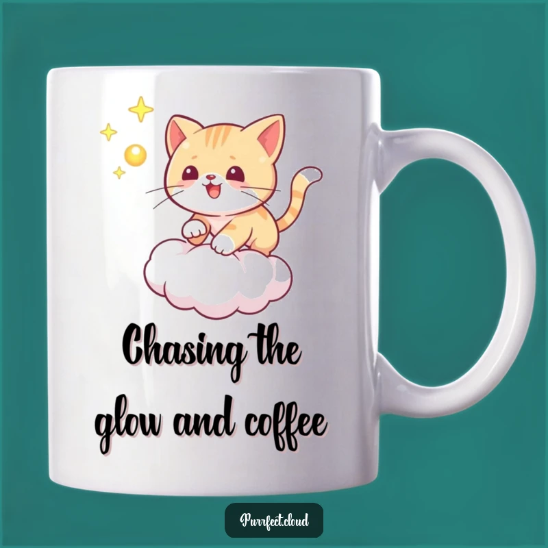 Funny Playful Cat Orb Mug: Mystical Feline Chase Fun, Perfect Funny Gift