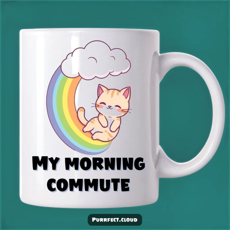 Funny Rainbow Sliding Cat Mug - Joyful Feline Adventure Gift