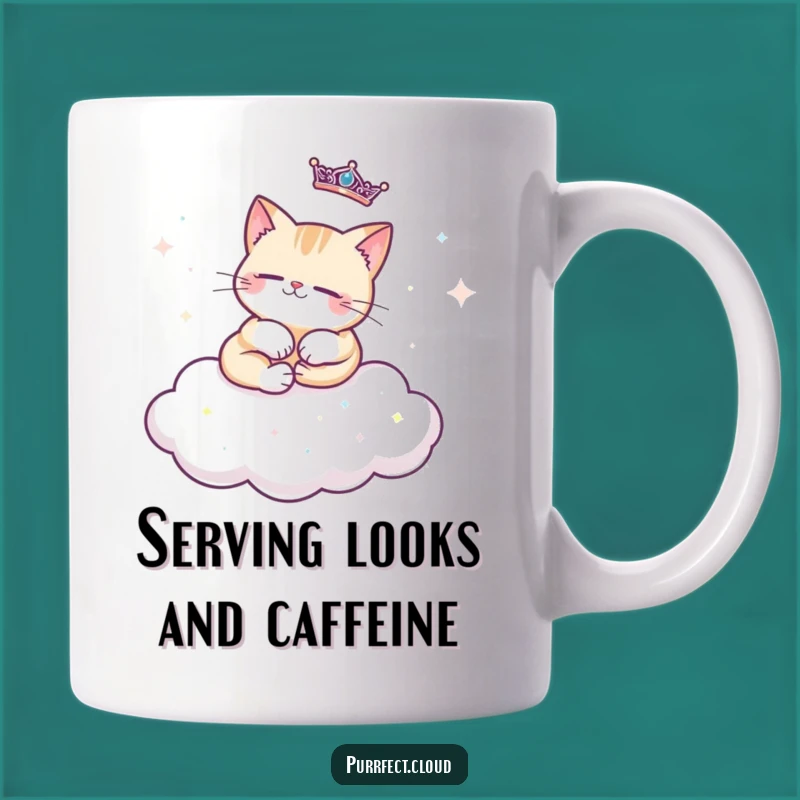 Funny Regal Cat Mug - Sparkly Cloud Lounger Gift