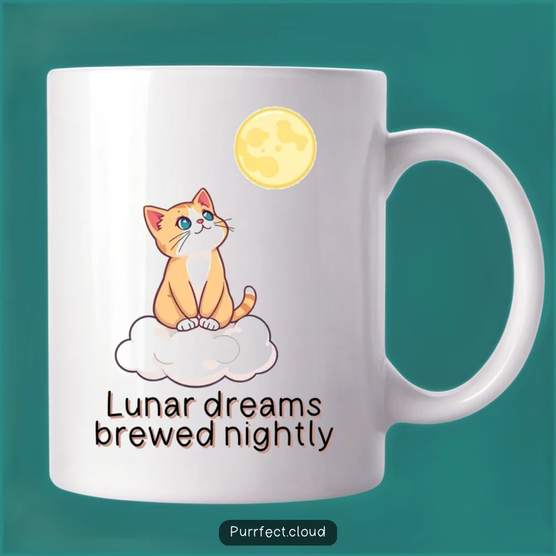 Funny Moon Gazing Cat Mug: Dreamy Feline Night Owl Gift