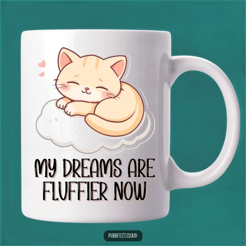 Funny Cloud Cat Dreaming Mug: Adorable Happy Cat Smiling, Perfect Whimsical Gift
