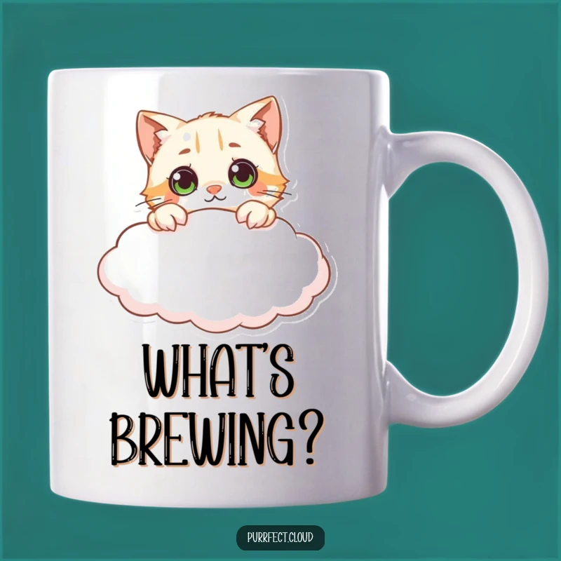 Funny Curious Cat Cloud Mug - Peek into Fun