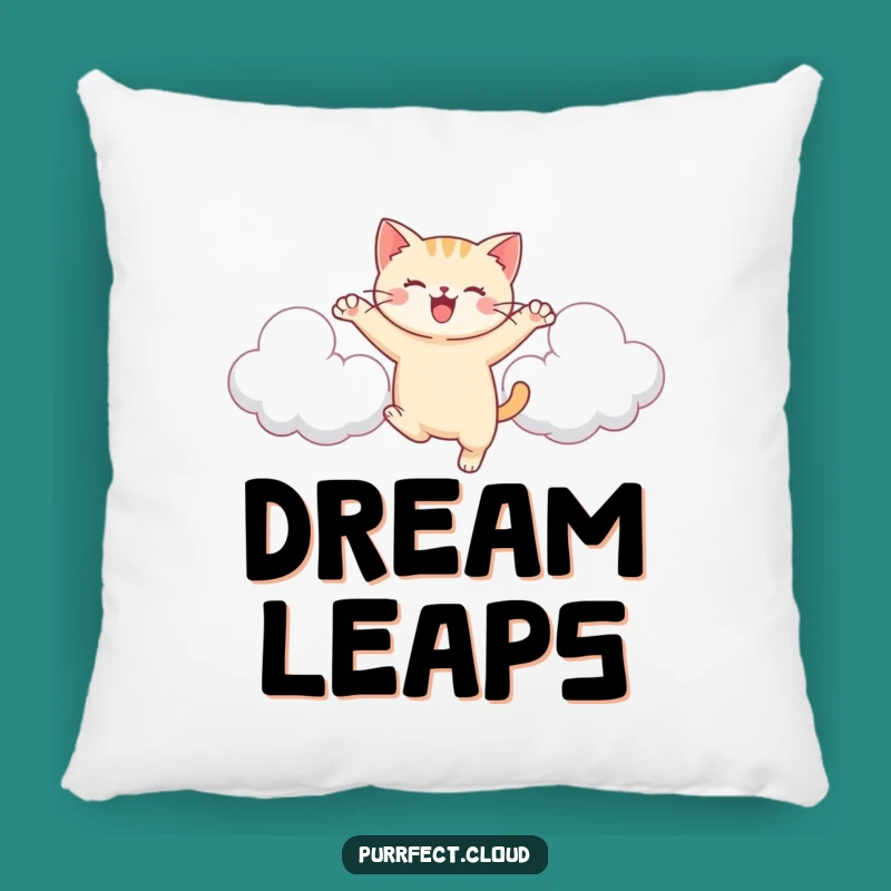 Funny Cat Cloud Pillow: Joyful Leaping Feline, Cozy & Playful Decor Gift