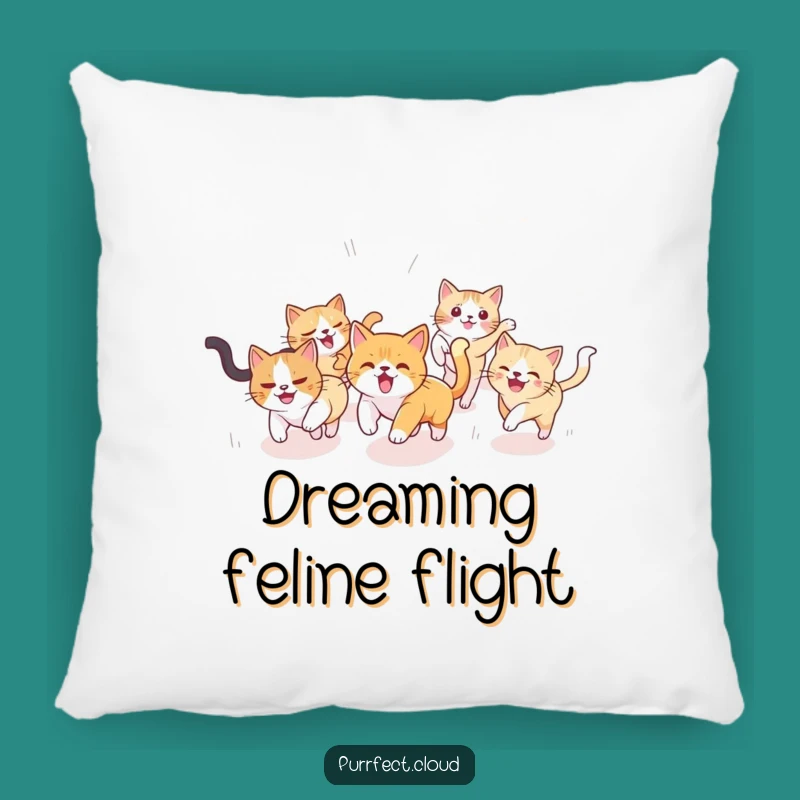 Funny Cat Sky Chase Pillow: Cozy Comfort and Whimsical Feline Décor