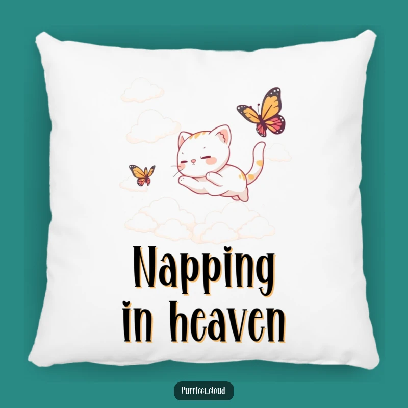 Funny Cat Butterfly Clouds Pillow: Snuggle Up with Dreams and Comfort
