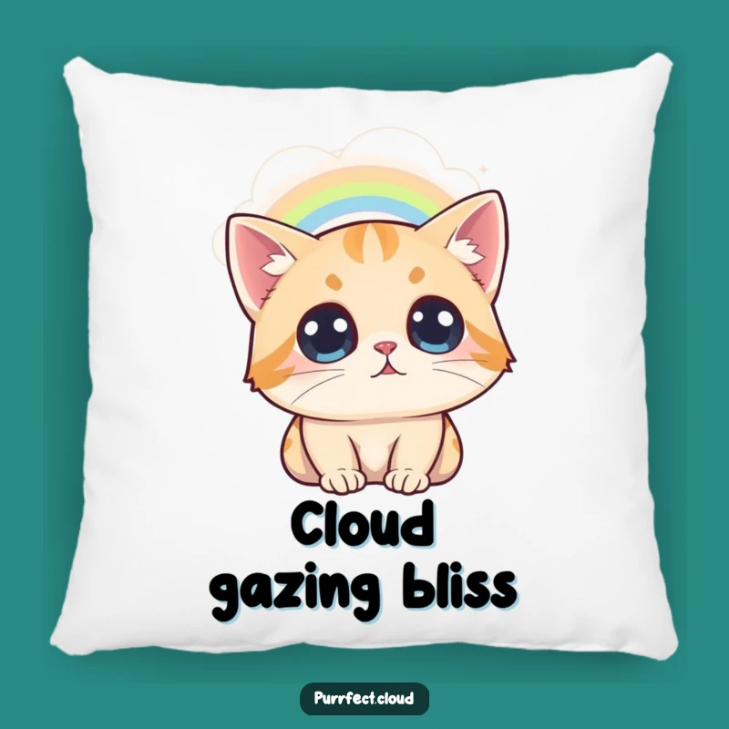 Funny Cat Rainbow Pillow: Wide-Eyed Wonder, Cozy & Magical Decor Gift