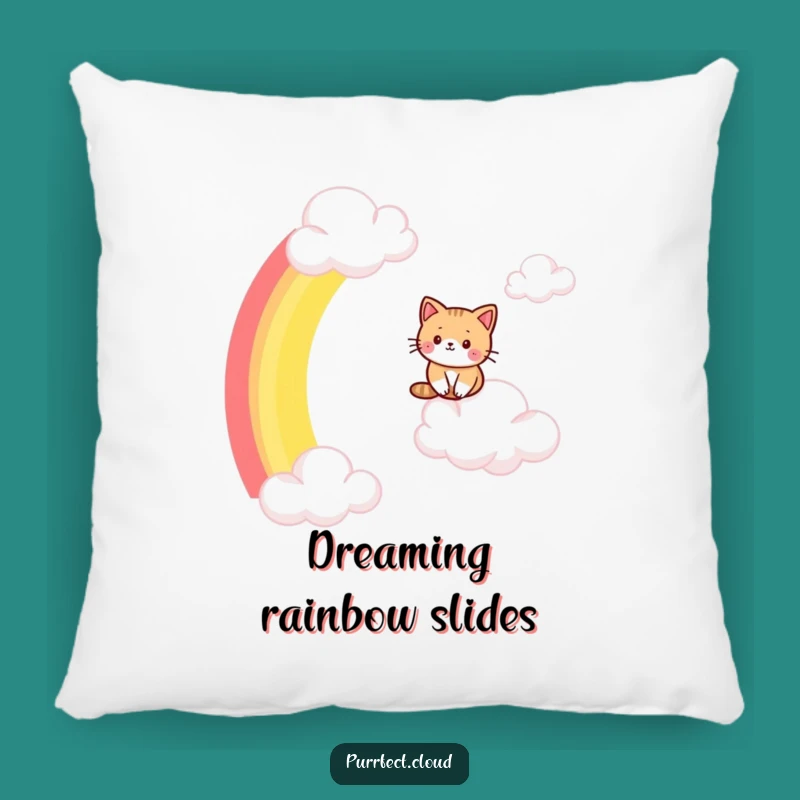 Funny Cat Rainbow Slide Pillow: Cuddle Up with Magic
