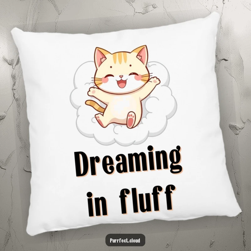 Funny jumping cat cloud pillow, depicting a playful cat leaping through clouds, offering soft comfort and a dose of lighthearted fun.
