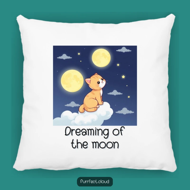 Funny Moon Gazing Cat Cloud Pillow - Cozy Celestial Feline Decor