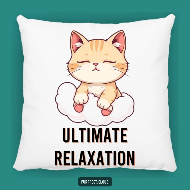 Funny Peaceful Cat Pillow - Cozy Cloud Rider Cushion, Sleepy Gift!