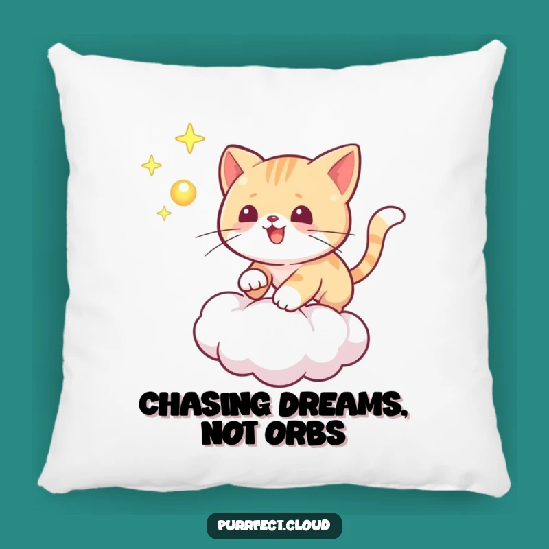 Funny Playful Cat Orb Pillow: Soft Cushion with Feline Chase, Cozy Funny Gift