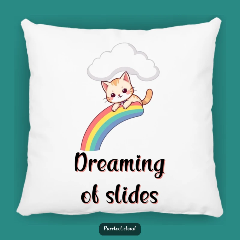 Funny Playful Cat Pillow - Soft Cushion with Rainbow Slide Humor Gift