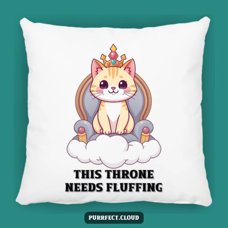 Funny Regal Cat Cloud Throne Pillow - Cozy Royal Feline Decor
