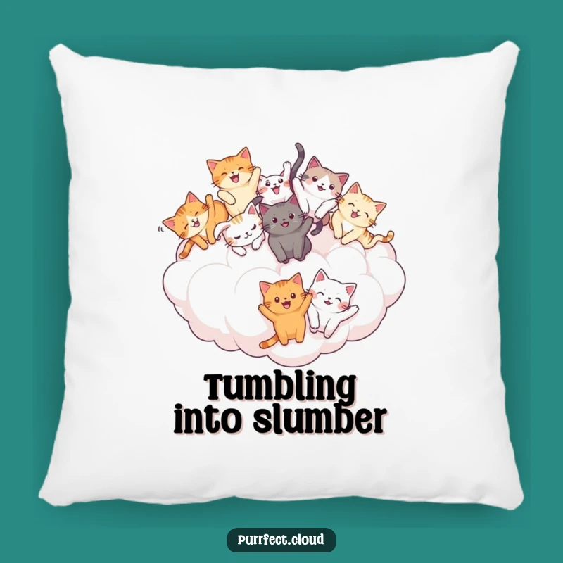 Funny Cat Tumble Pillow: Cozy Cloud Kitties - Comfy Funny Gift