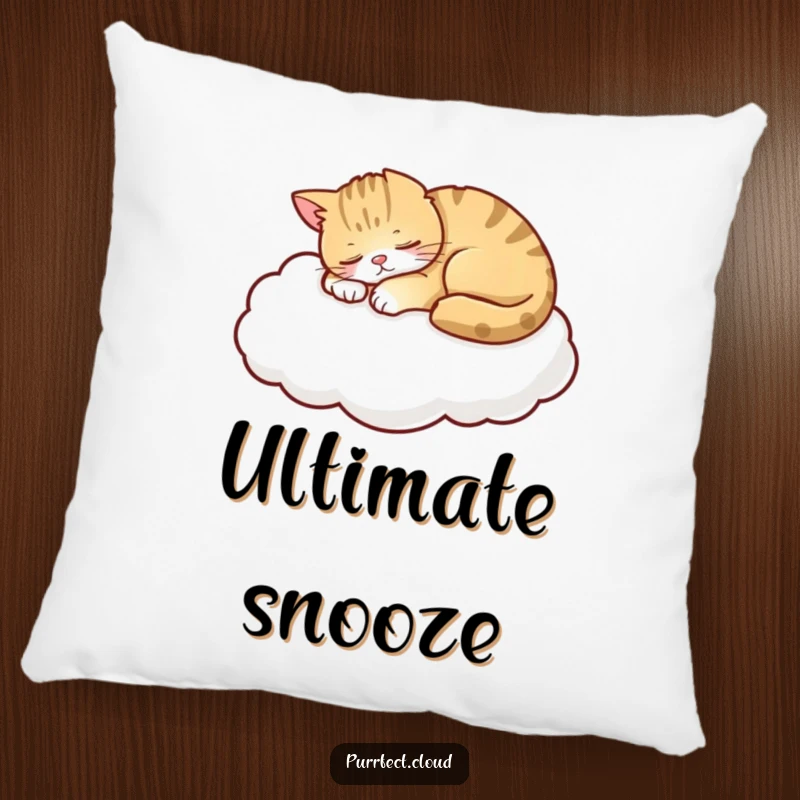 Funny Cat Pillow, a content cat napping on a fluffy cloud, offering plush comfort and a dose of peaceful, whimsical charm.