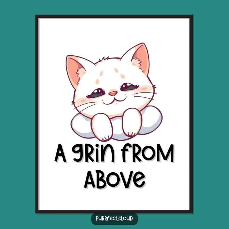 Funny Cat Cloud Digital Art: Mischievous Grin, Instant Download Gift