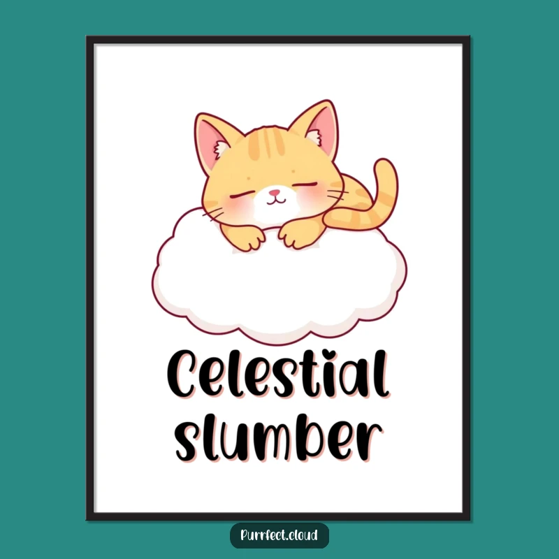 Funny Napping Cat Cloud Digital Art: Instant Serenity for Your Walls
