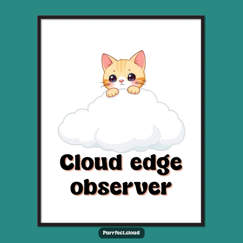 Funny Curious Cat Cloud Digital Art: Instant Whimsy for Your Walls