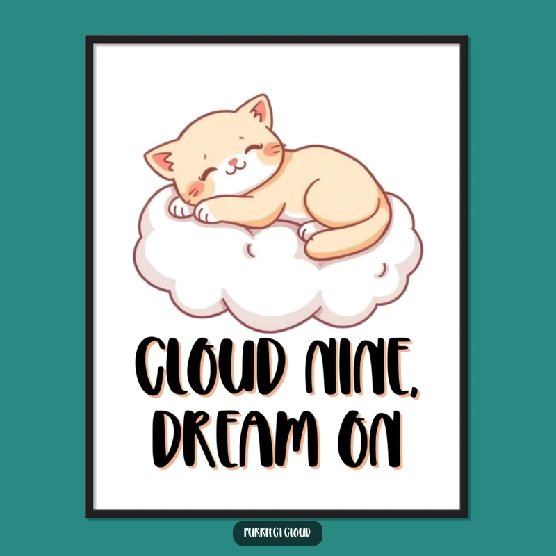 Funny Lazy Cat Cloud Digital Art - Hilarious Printable Decor for Cat Lovers
